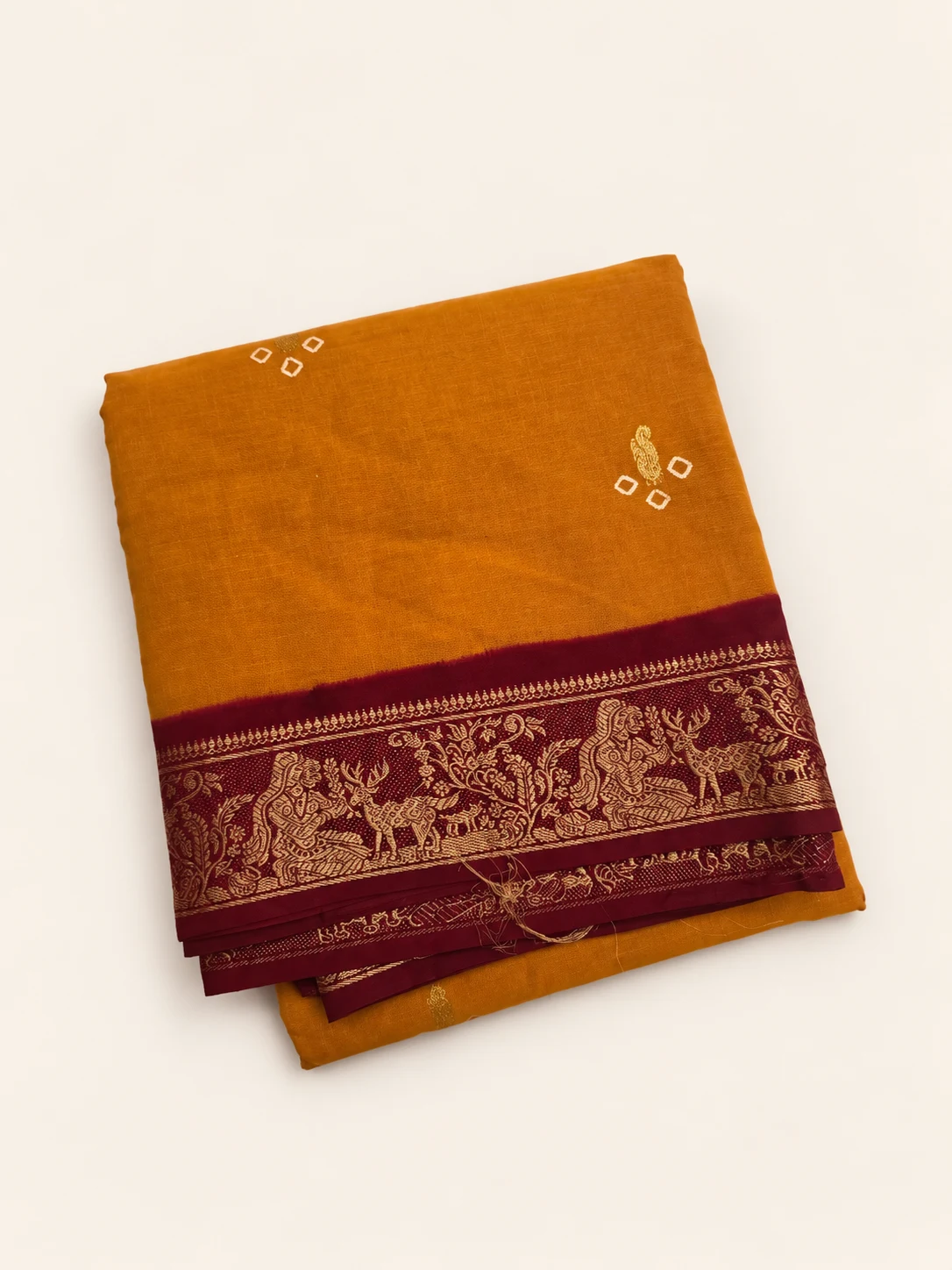 Mustard Mayil Butta Sungudi Saree (Ramayan Series) - 1