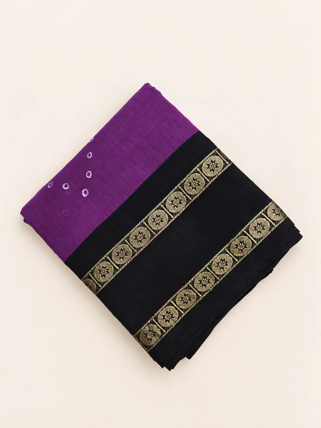 Violet Retta Pettu Sungudi Saree with Rudraksh Border - 1