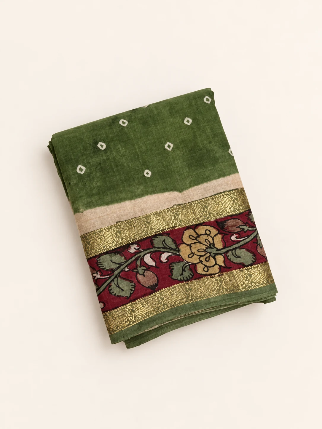 Pasi pachayi kalamkari olive green kalamkari - 1