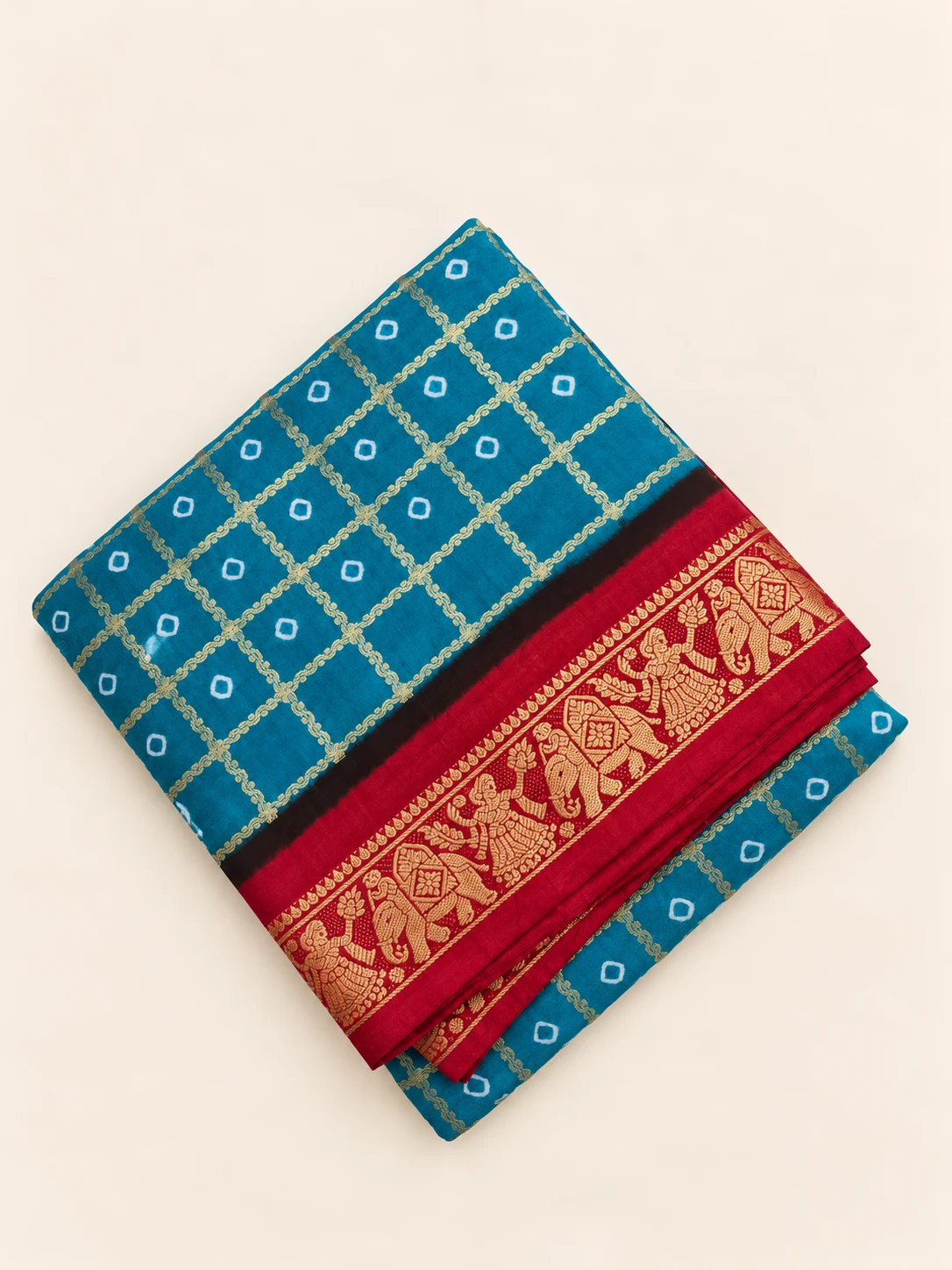 Rama Green Zari Neli Checks Sungudi Saree (Ramayan Series) - 1