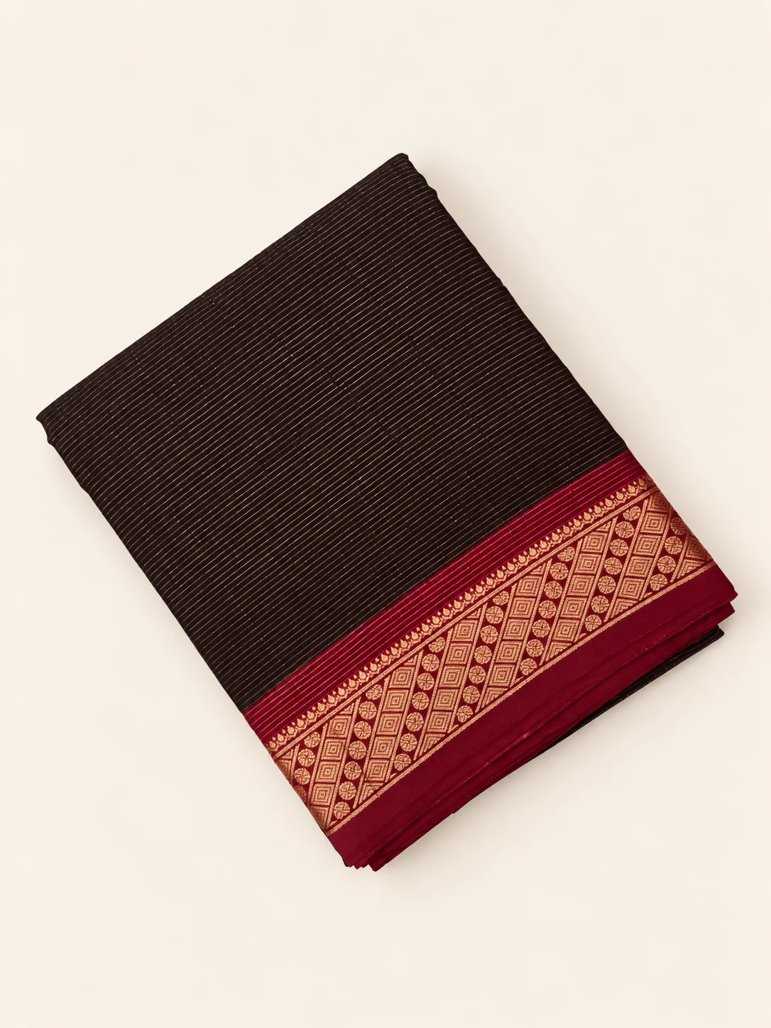 Coffee Brown Vaira Oosi Sungudi Saree with Red Border - 1