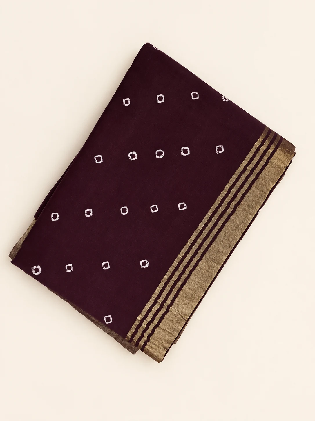 Coffee Brown Sungudi Saree with Rich Tissue Pallu - 1